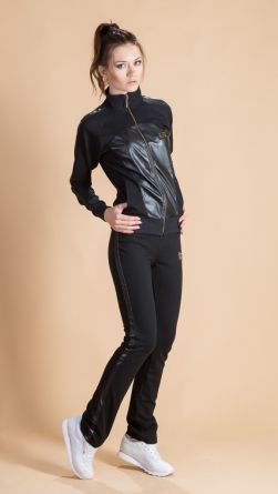Спортивный костюм с кожей, цвет: черный
