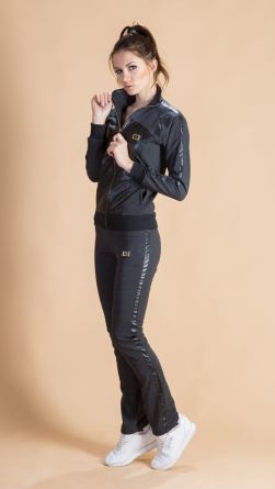 Спортивный костюм с кожей, цвет: серый