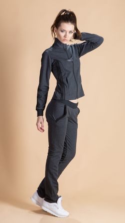Спортивный костюм, черная вставка, лампасы, цвет: серый