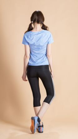 Спортивные леггинсы с лампасами, цвет: черный