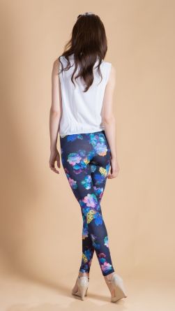 Лосины с цветочками, цвет: темно-синий