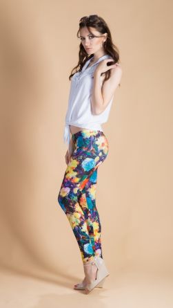 Лосины с цветочками, цвет: синий