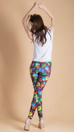 Лосины с цветочками, цвет: черный-цветочки