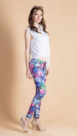 Лосины с цветочками, цвет: фиолетовый