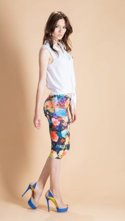 Легинсы с цветочками, цвет: синий