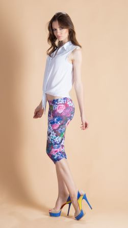 Легинсы с цветочками, цвет: фиолетовый