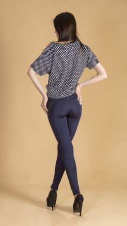 Лосины с кожей по ножке, цвет: синий