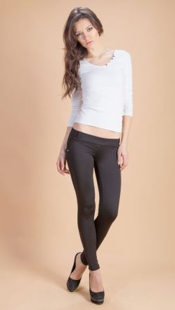 Лосины с кожей на карманах, цвет: 