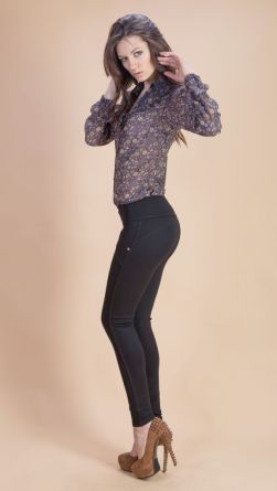 Лосины с пряжкой в поясе, цвет: черный