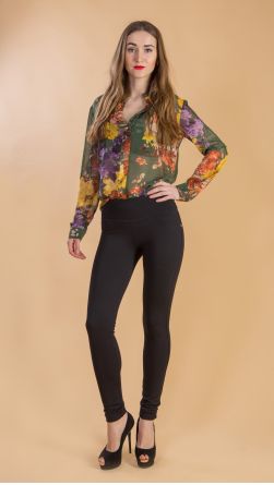 Лосины с квадратной выстрочкой спереди, цвет: черный