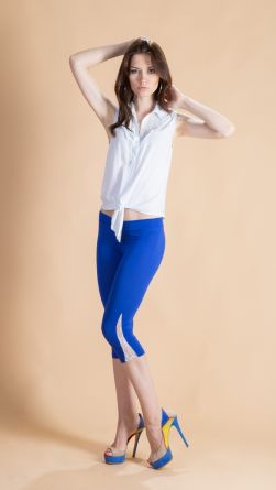 Легинсы гипюровая вставка, цвет: синий